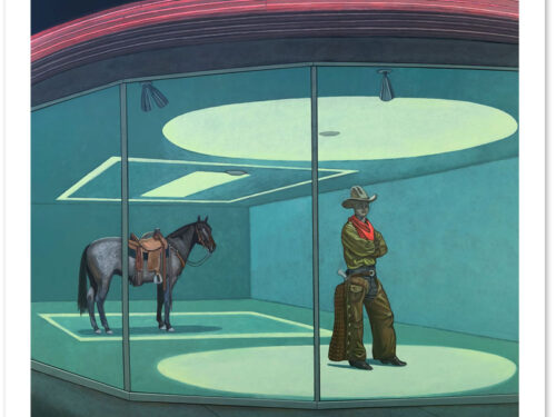 Curious Cowboy 36"- print by Kevin Chupik